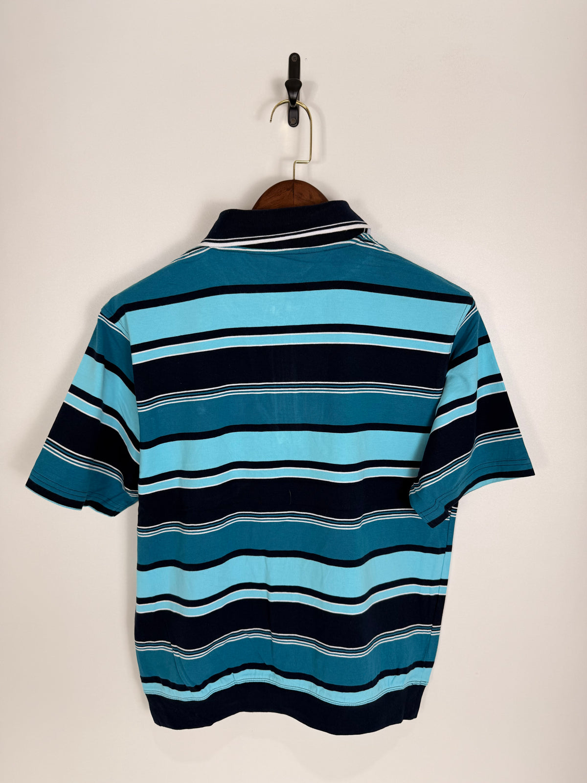 Vintage Turquoise Stripe Zip Polo | C:44 L:25
