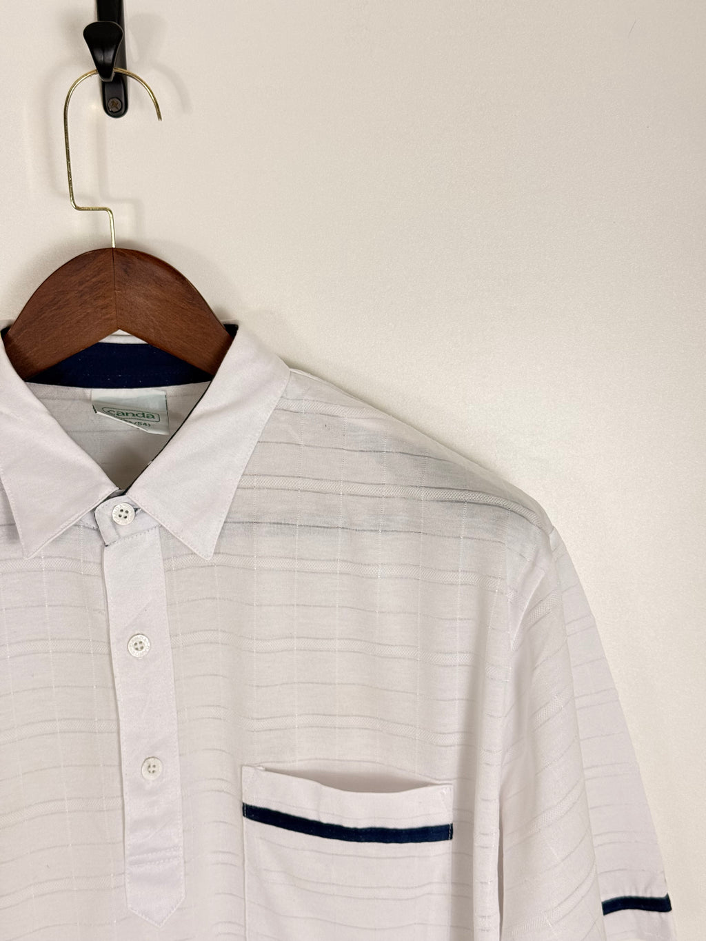 CANDA White Textured Stripe Polo | C:48 L:29