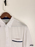 CANDA White Textured Stripe Polo | C:48 L:29