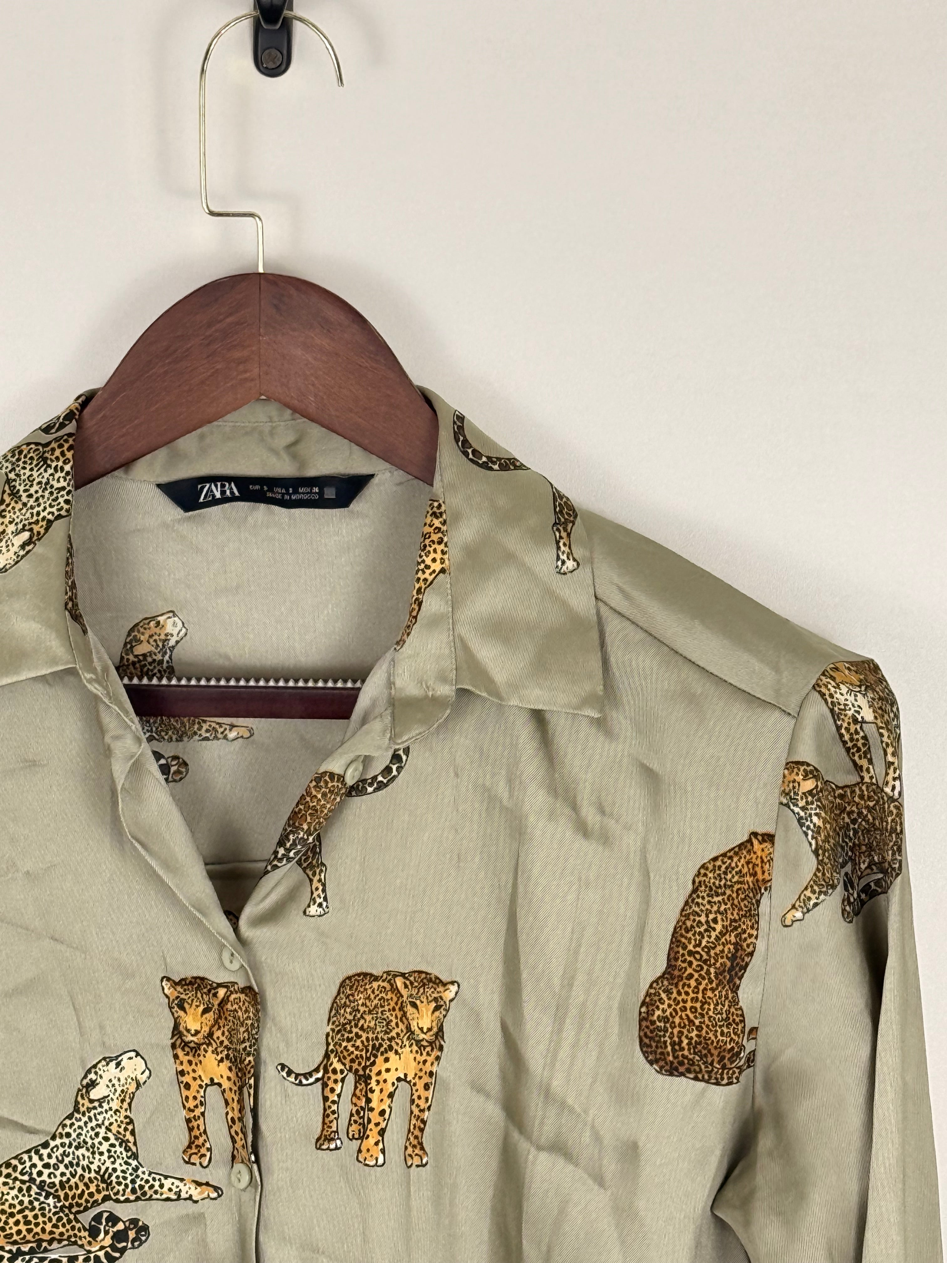 Zara Leopard Satin Blouse