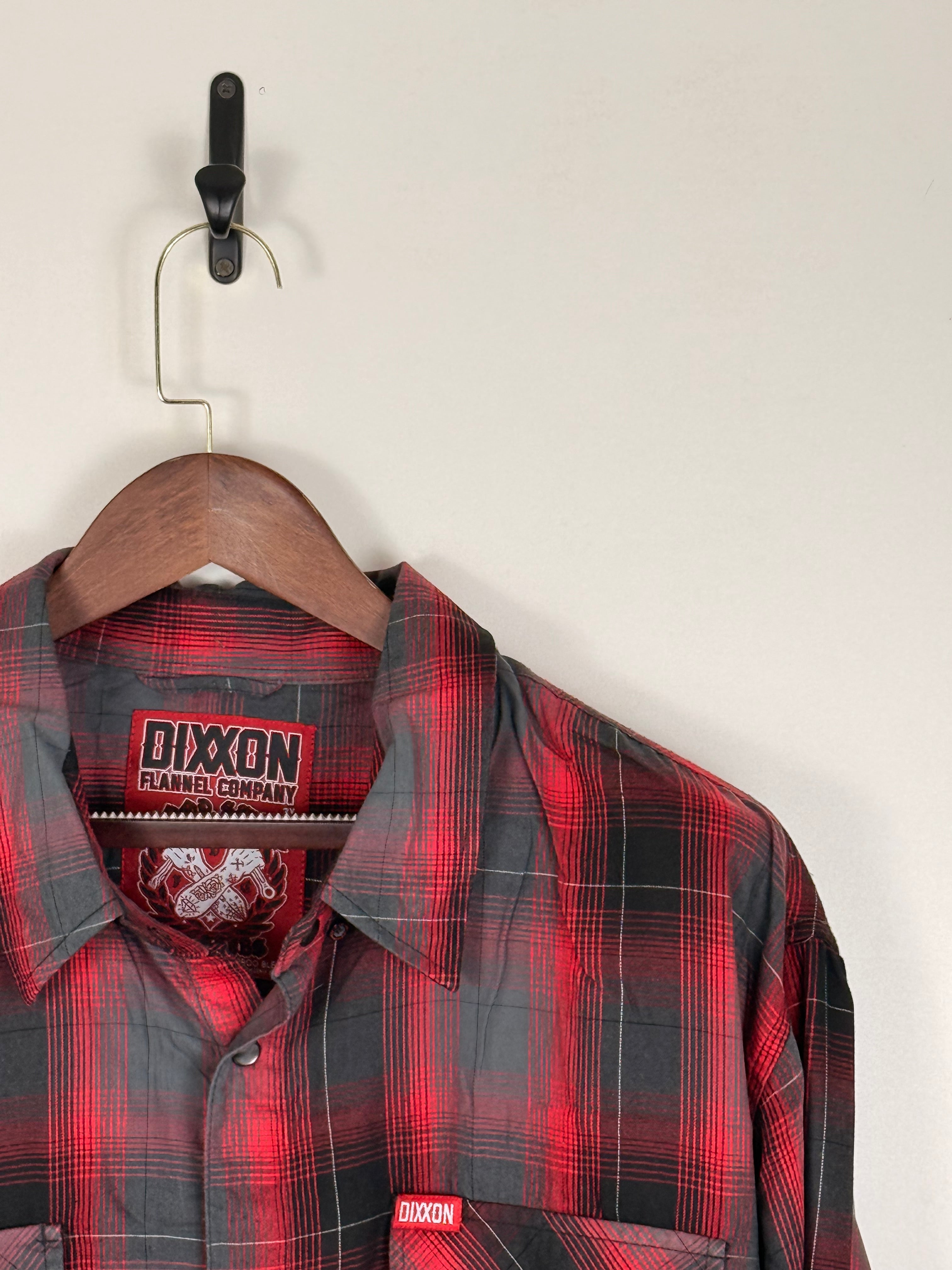 Dixon Red & Charcoal Plaid Flannel Shirt | C:56 L:33