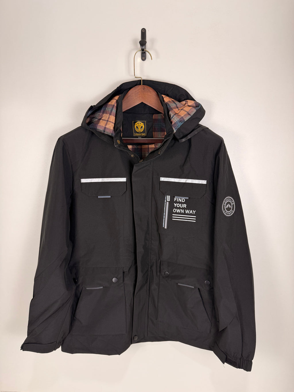 Leduntino Black Hooded Utility Jacket | C:46 L:29