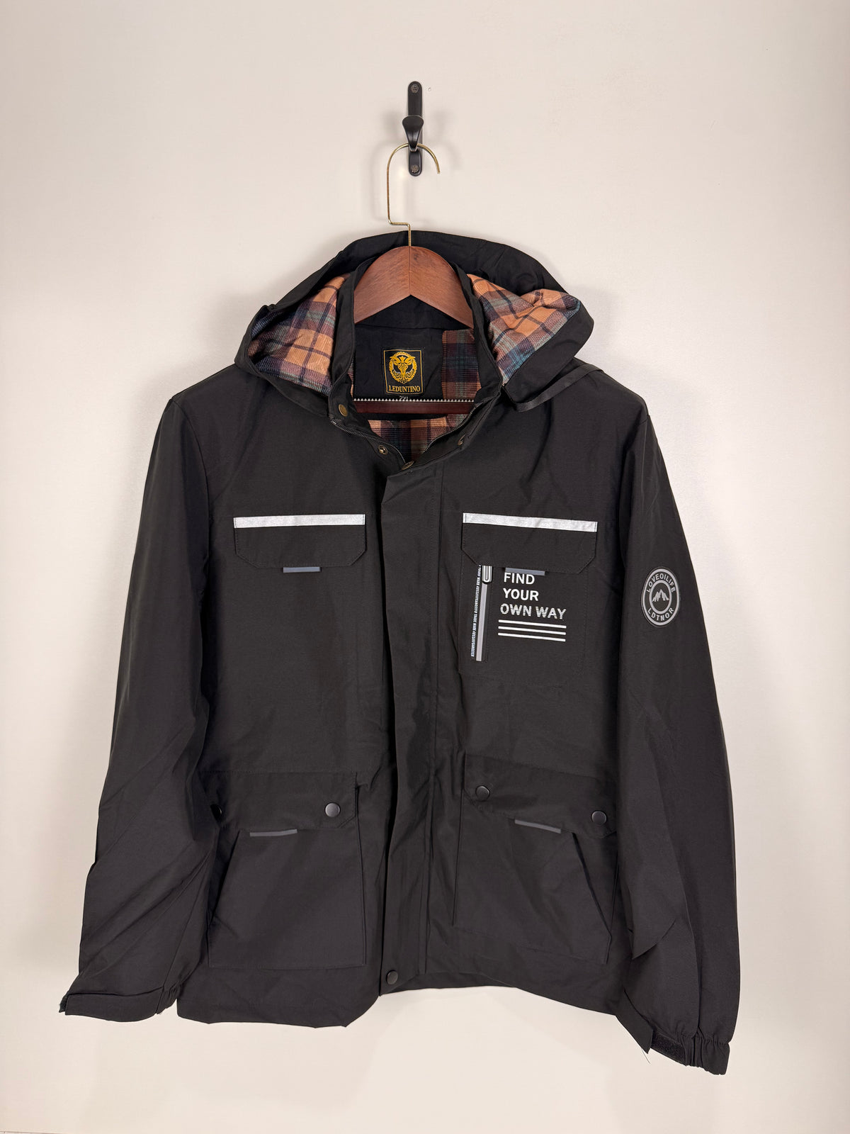 Leduntino Black Hooded Utility Jacket | C:46 L:29