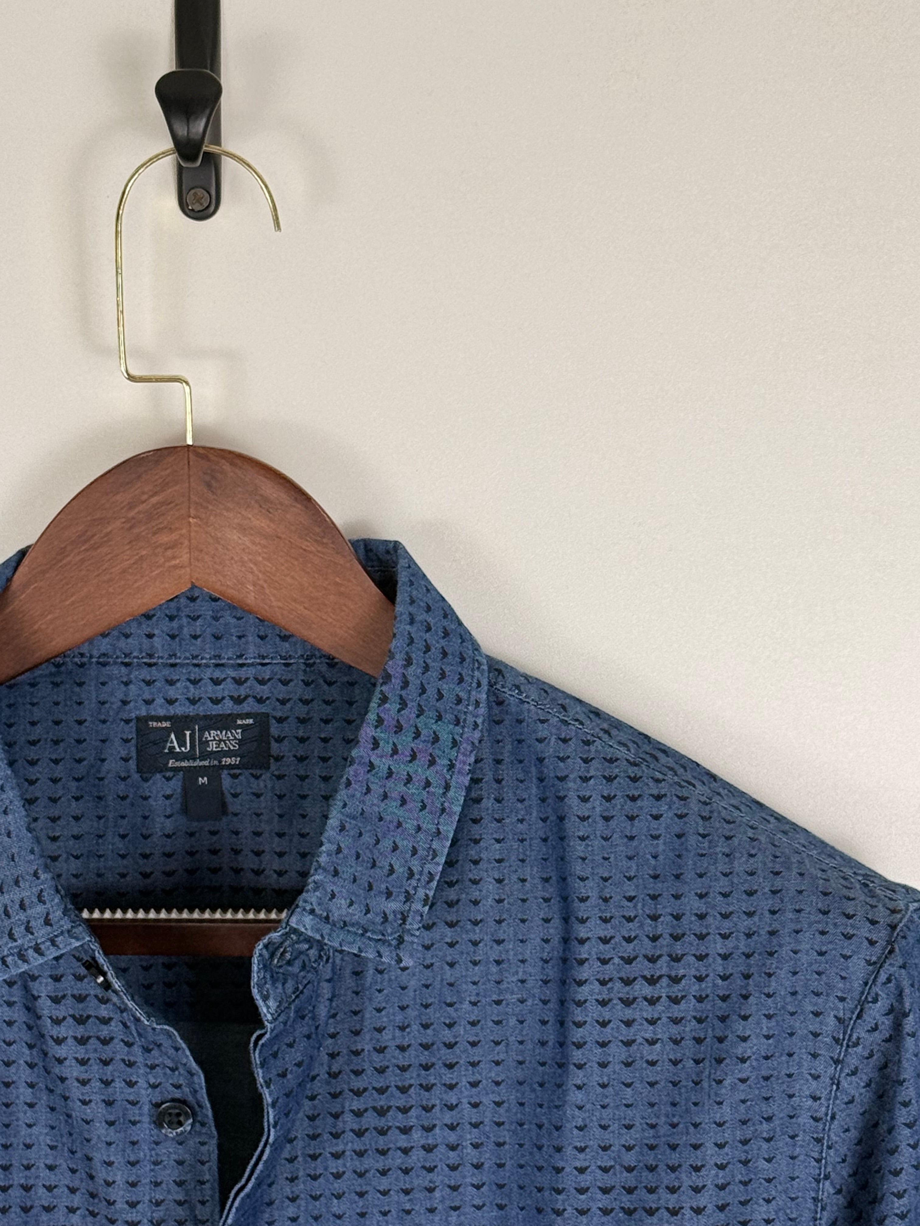 Armani Jeans Blue Textured Shirt | C:42. L:29