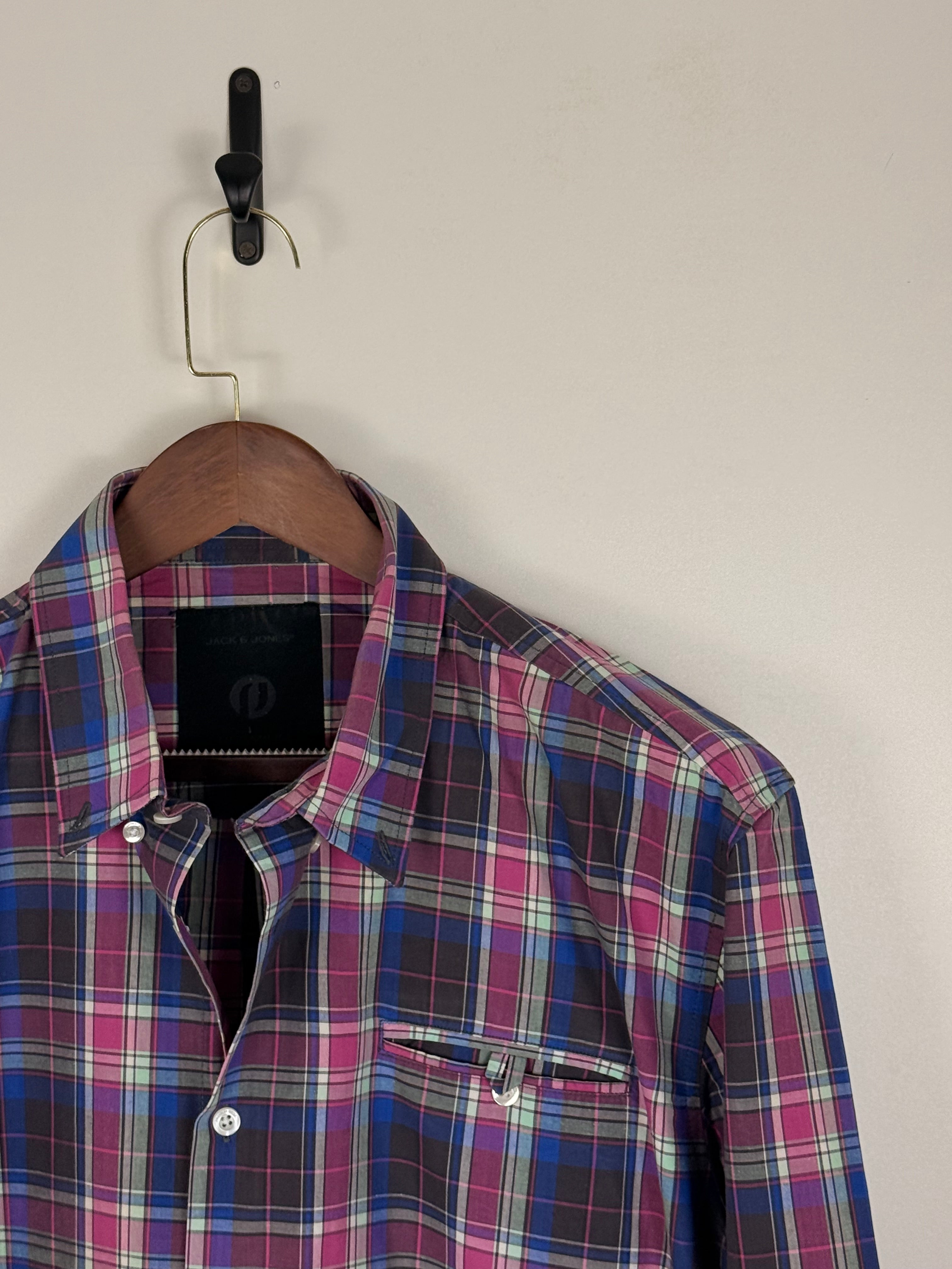 Jack & Jones Pink & Blue Plaid Shirt | C:46. L:29