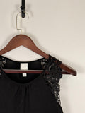 Black Crochet Lace Shoulder Sleeveless Top | C:    L:
