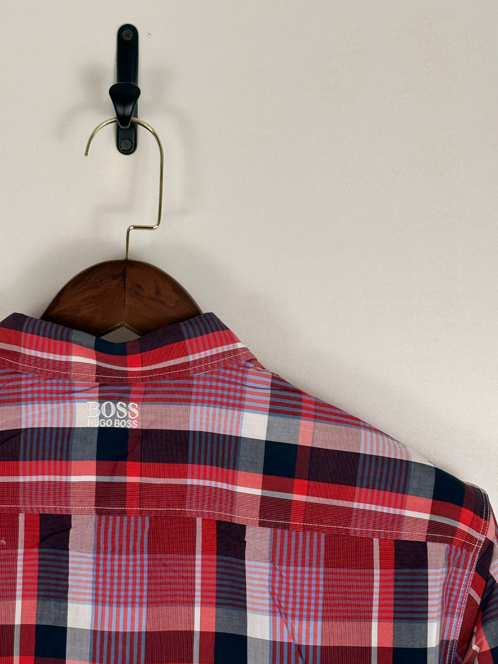 BOSS Orange Red Plaid Shirt | C:44 L:31
