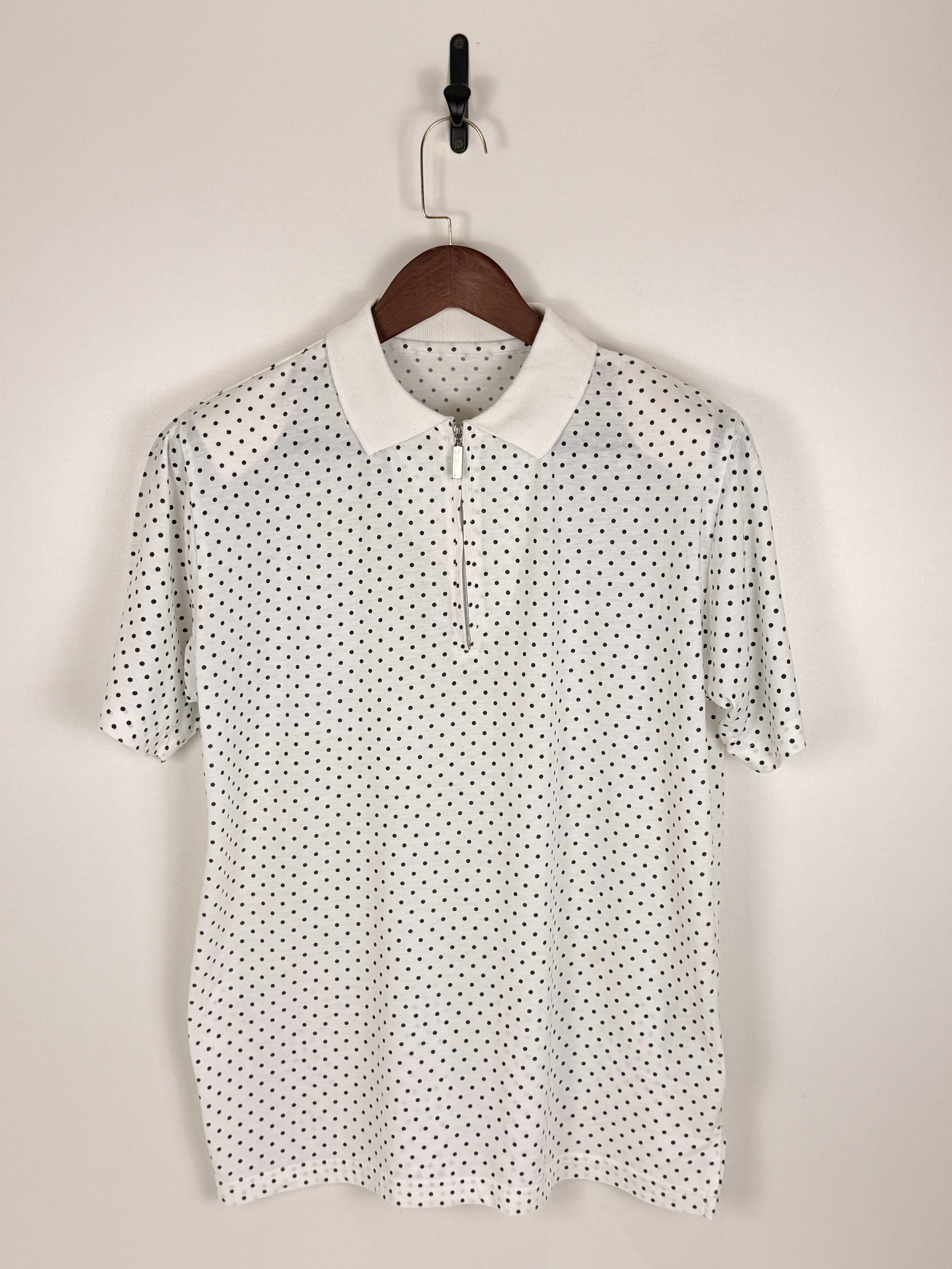 White Polka Dot Zip Polo | C:42 L:26