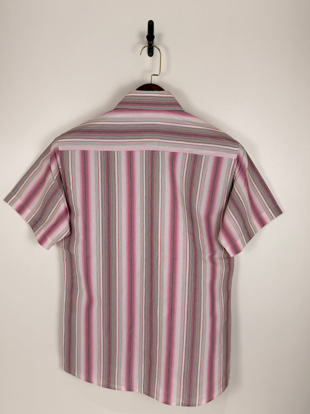 Pink & Grey Striped Button-Up Shirt | C:42 L:29