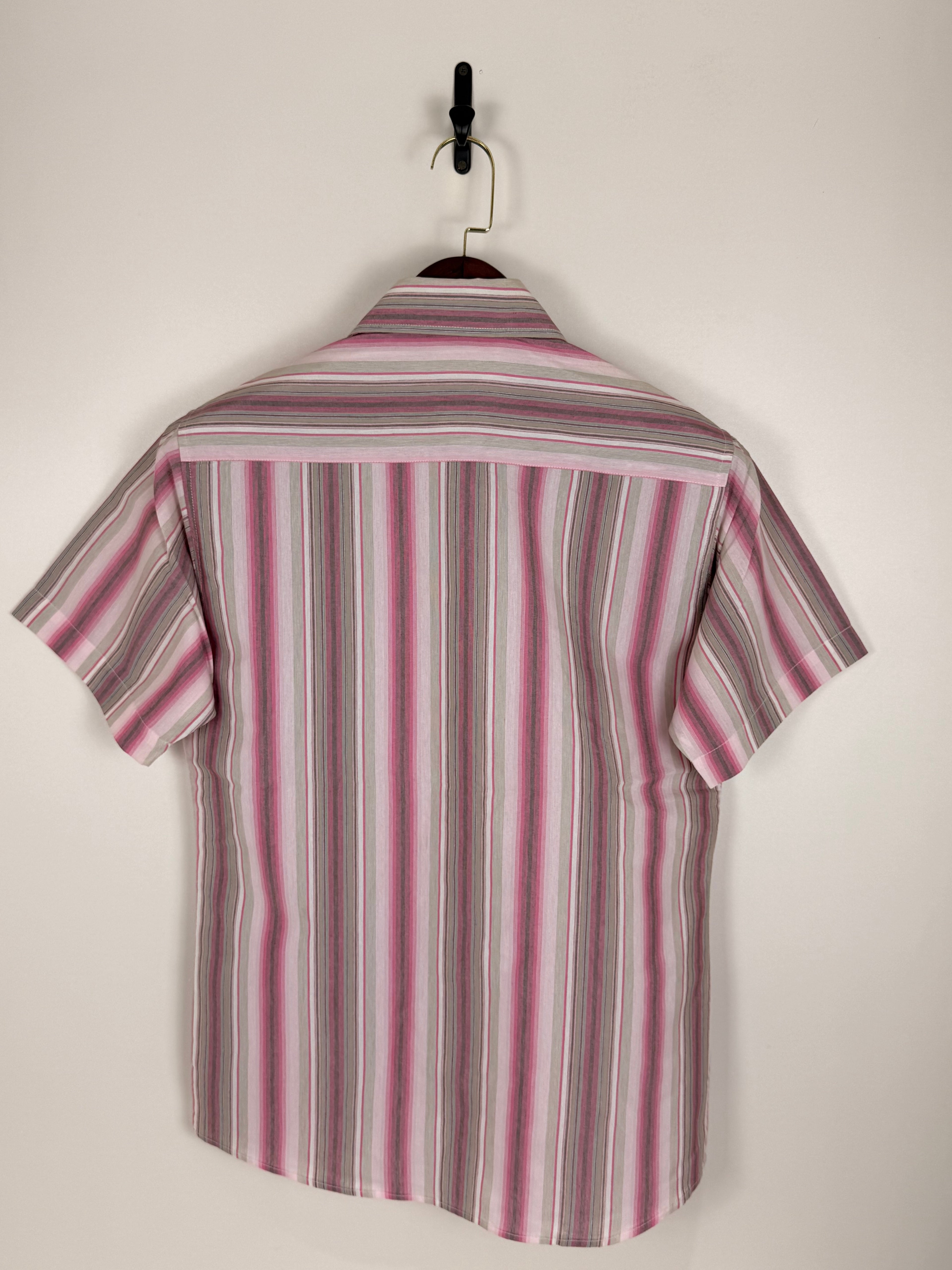 Pink & Grey Striped Button-Up Shirt | C:42 L:29