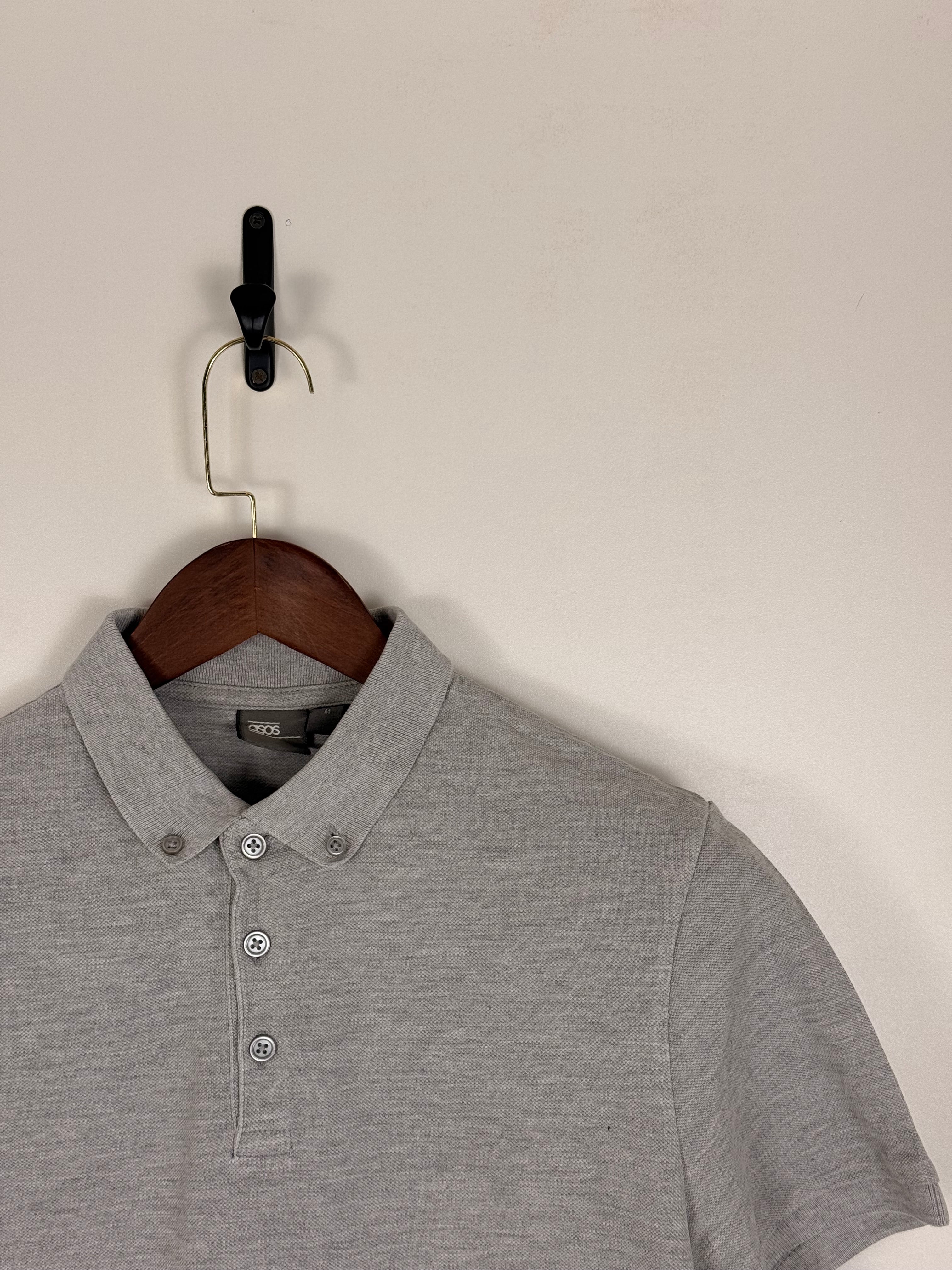 Minimal Grey Button-Down Polo | C:   L: