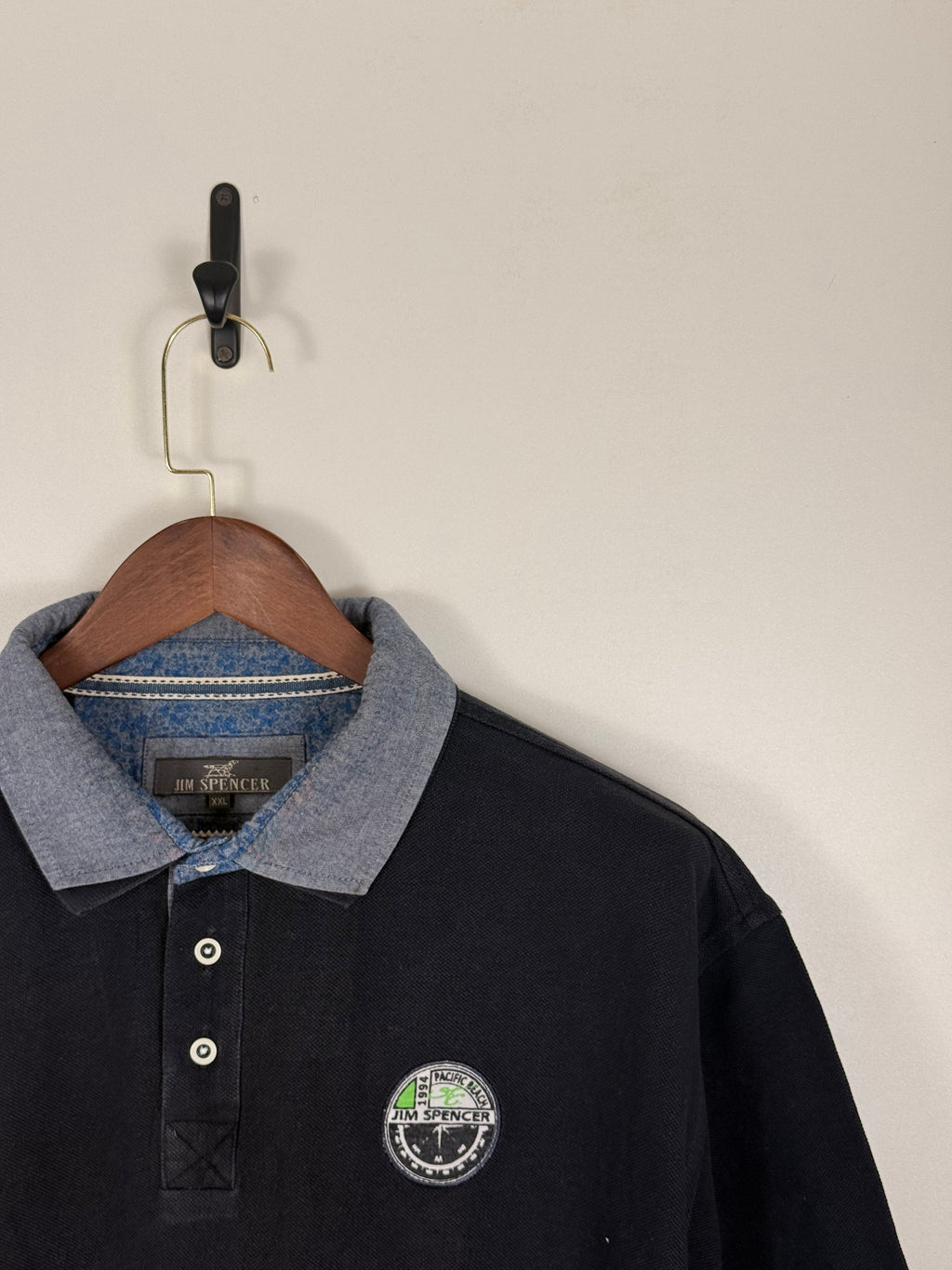 Jim Spencer Vintage Navy Contrast Collar Polo | C:54 L:30
