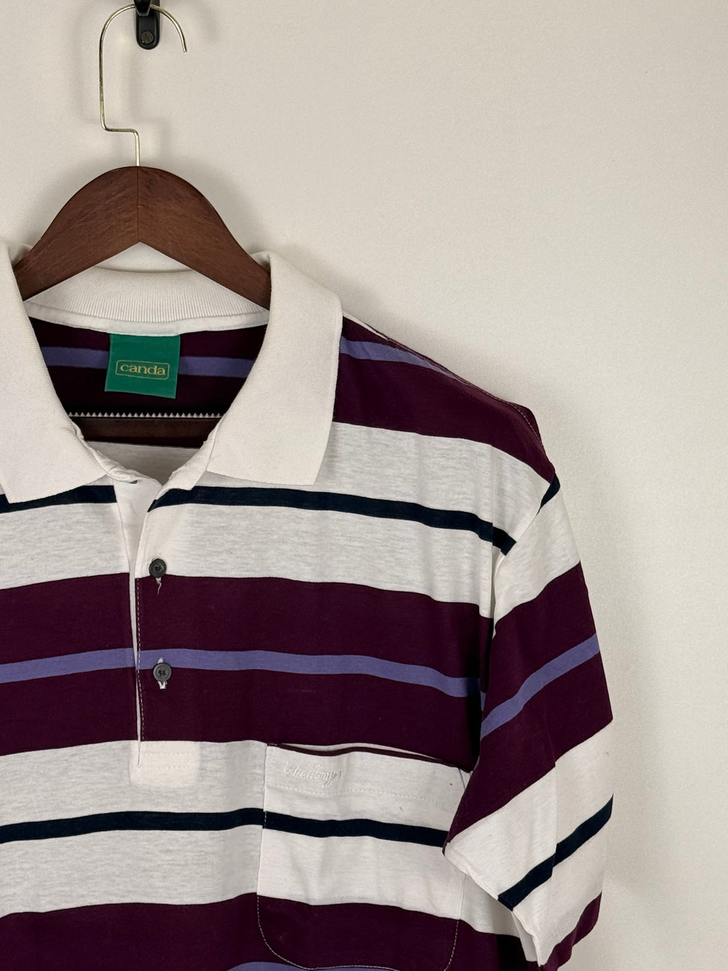 C&A Canada Burgundy Stripe Polo | C:44 L:29