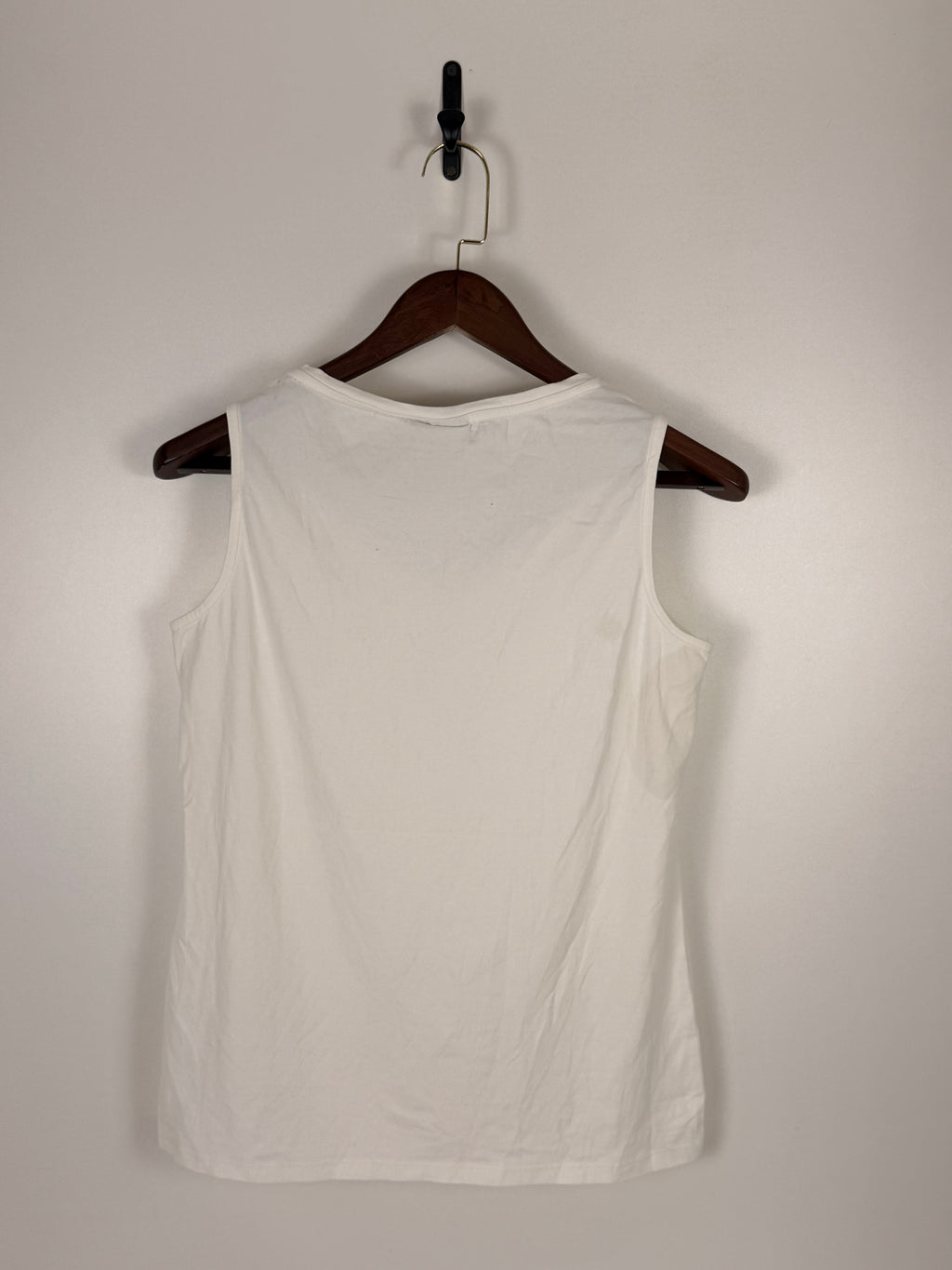 White Sleeveless Top with Pink Floral Lace Panel | C:    L: