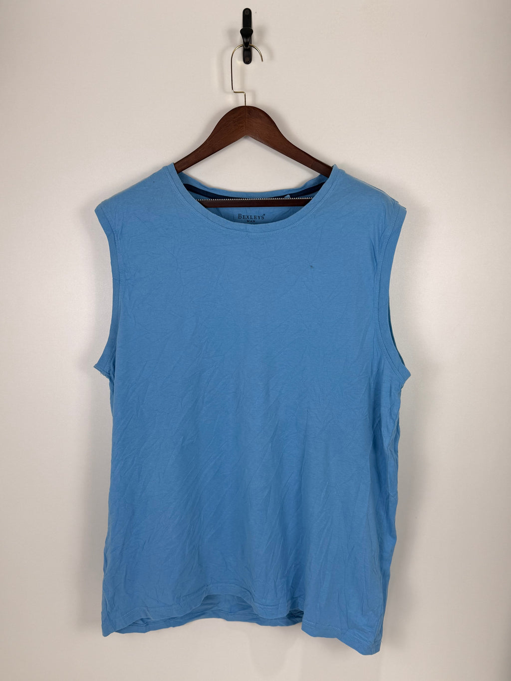 Bexleys Man Sky Blue Sleeveless Crew Neck Tank Top | C:    L: