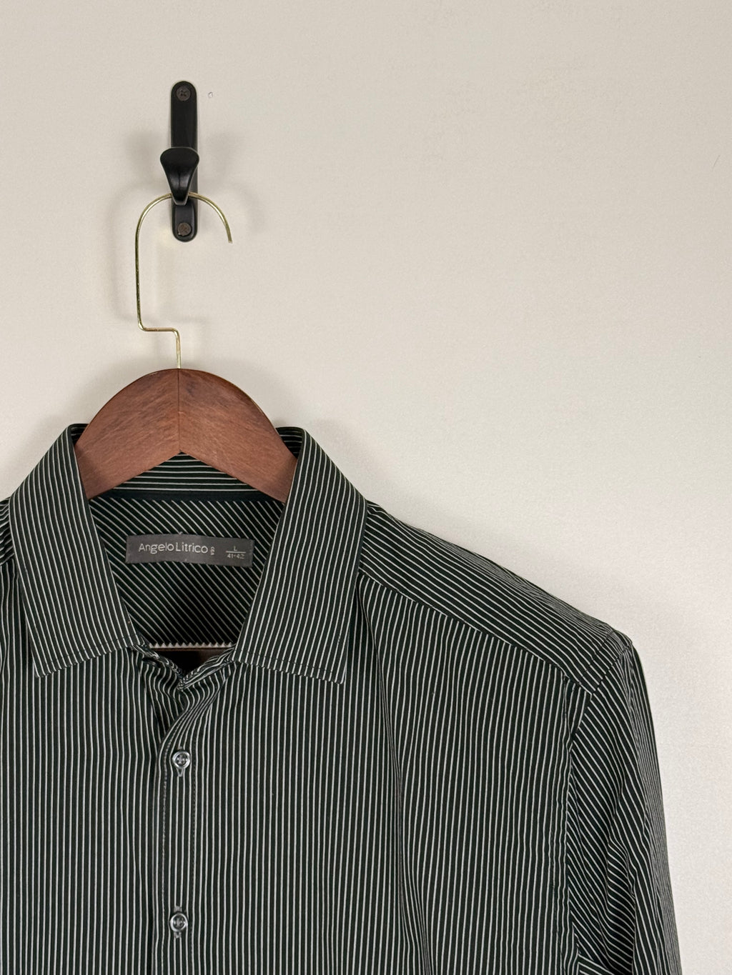 Angelo Litrico Black Pinstripe Shirt | C:46 L:30