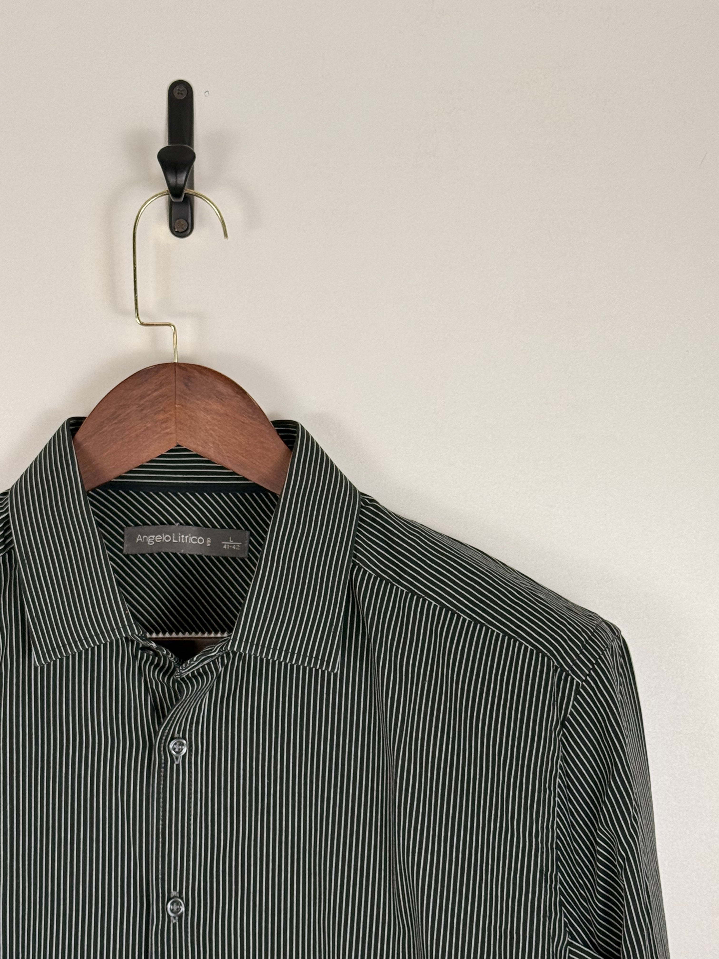 Angelo Litrico Black Pinstripe Shirt | C:46 L:30