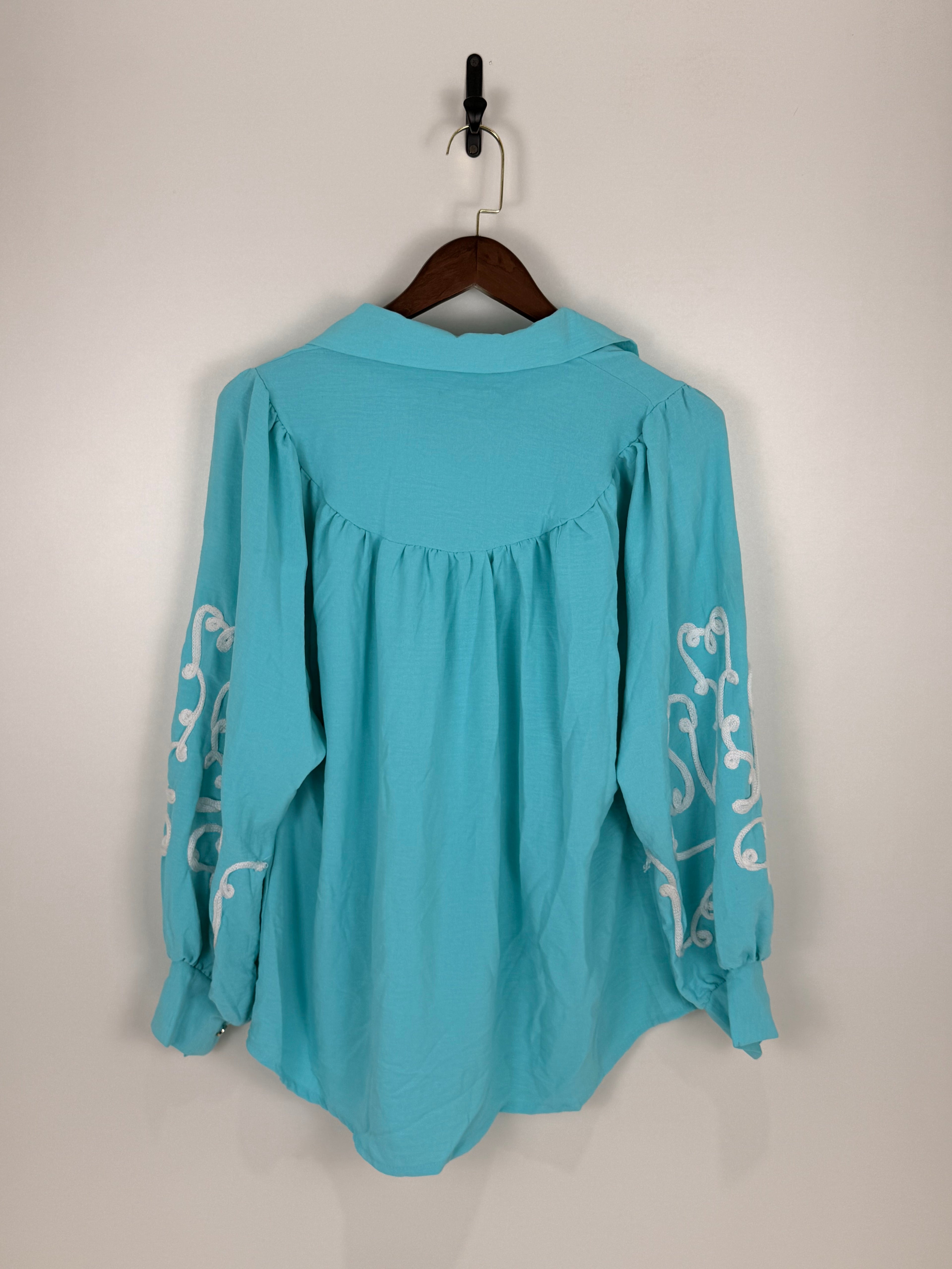 Embroidered Button Blouse