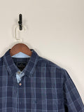Navy Blue Plaid Short-Sleeve Shirt | C:46 L:30