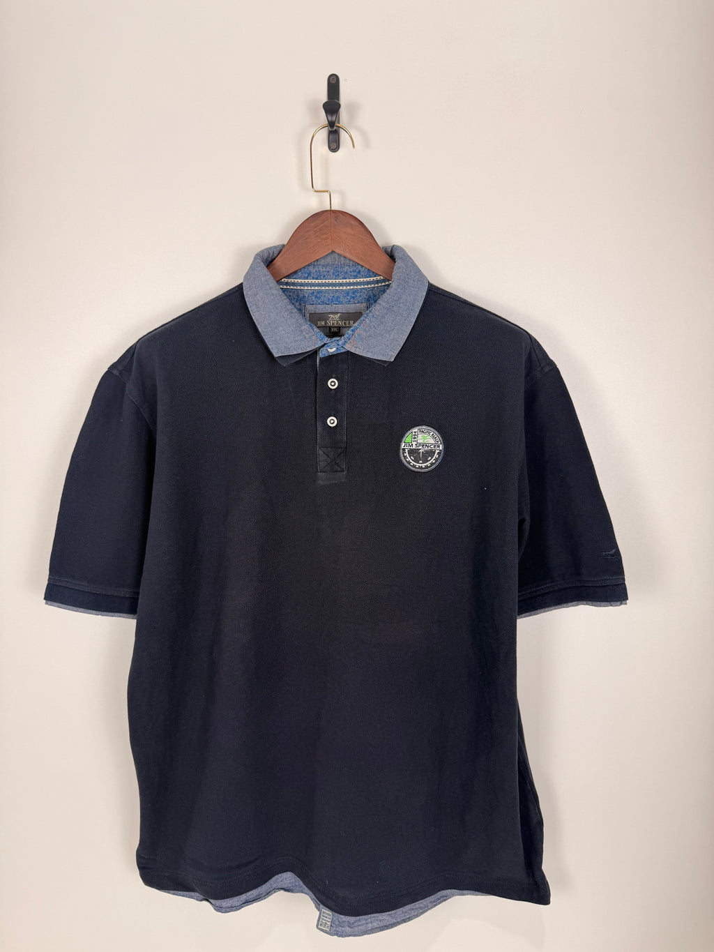 Jim Spencer Vintage Navy Contrast Collar Polo | C:54 L:30