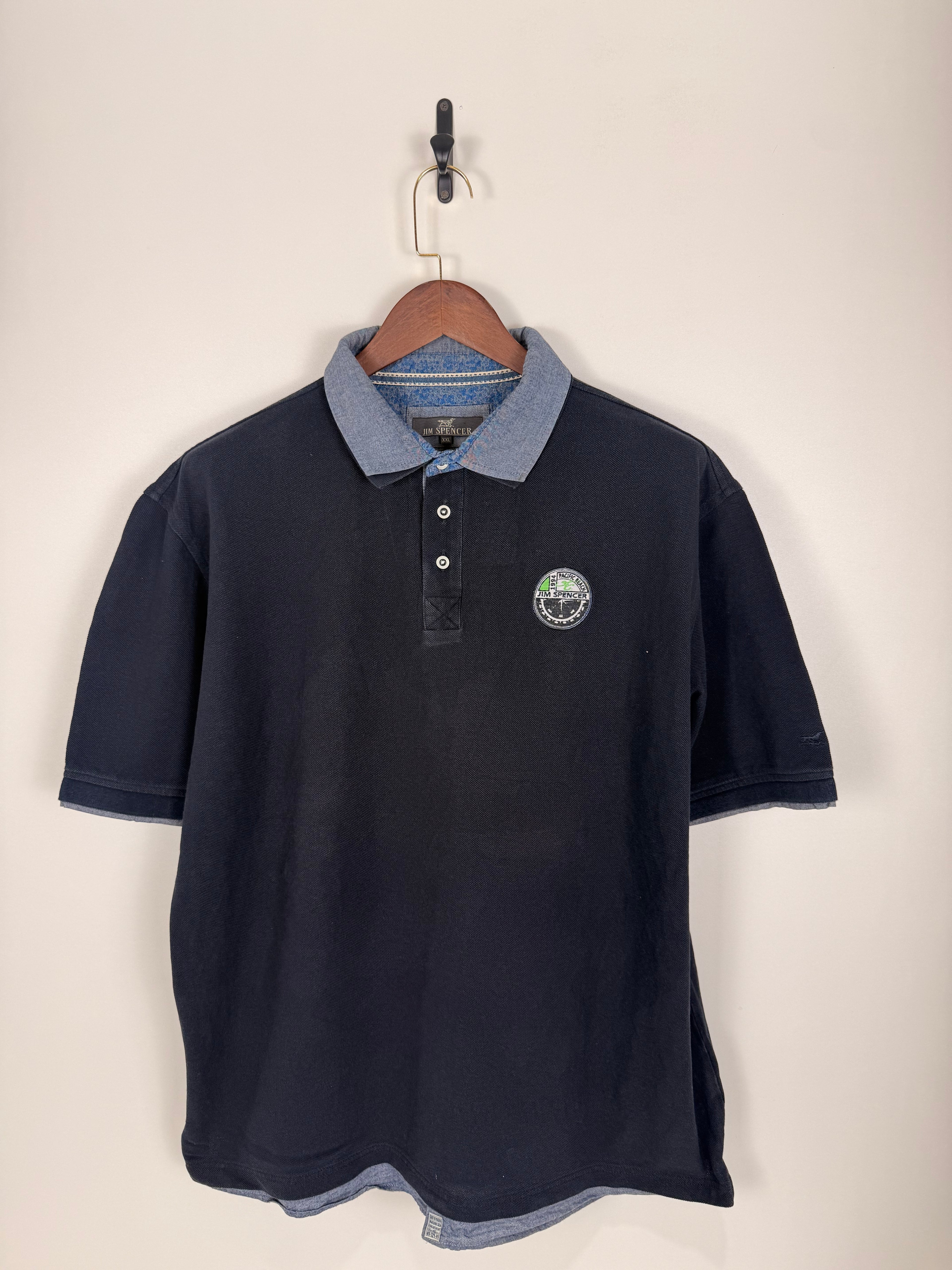 Jim Spencer Vintage Navy Contrast Collar Polo | C:54 L:30