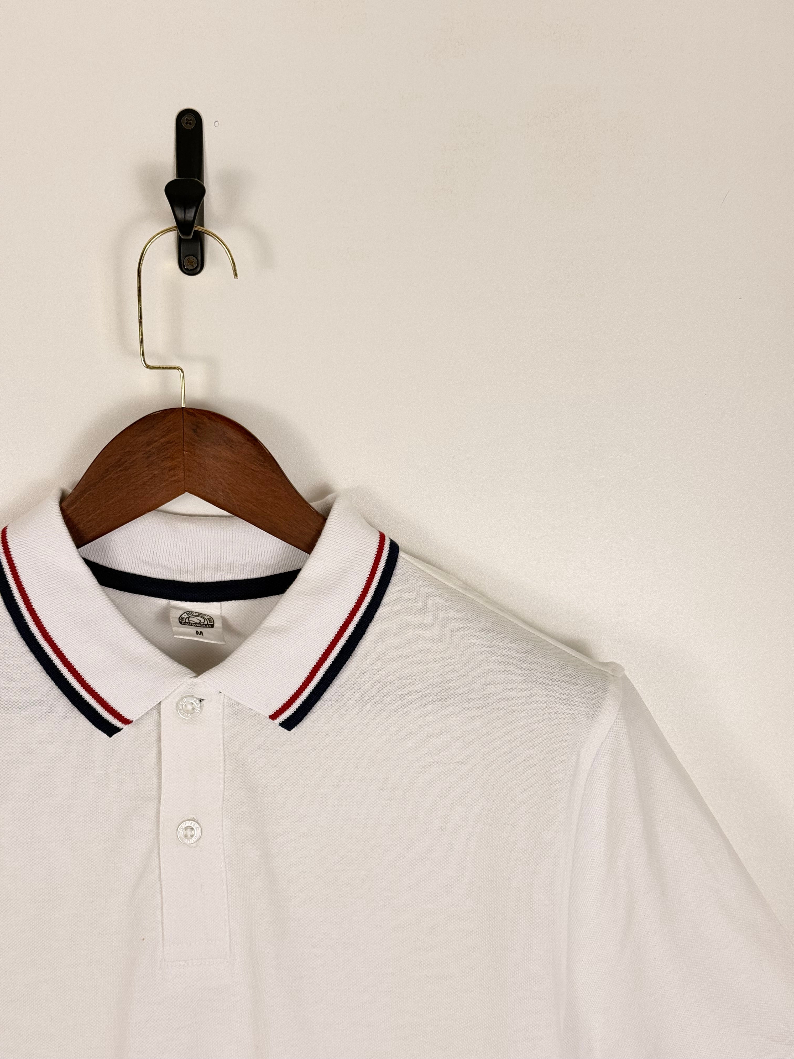 Vintage Striped Collar White Polo | C:44 L:28