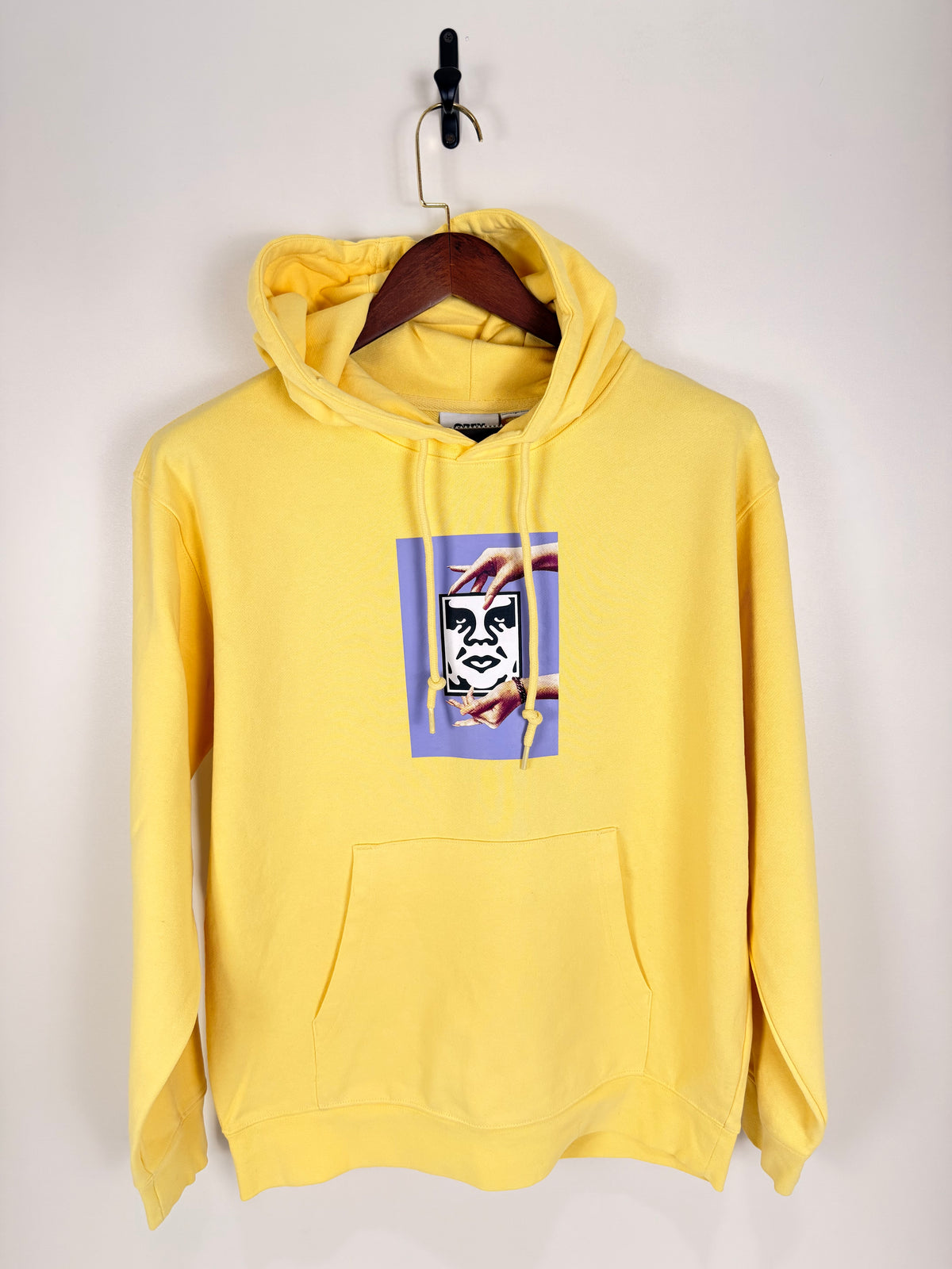 Obey Yellow Graphic Pullover Hoodie | C:44 L:27
